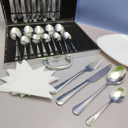 Набор столовых предметов «Изысканный вкус» из нержавеющей стали на 6 персон в подарочном кейсе (24 предмета) / Серебро